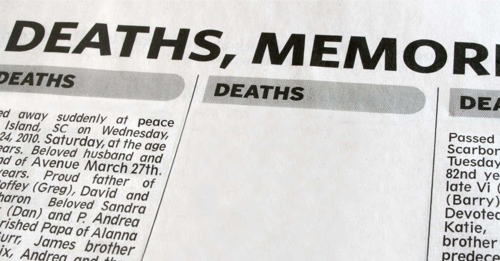 Obituary Canada - someone died canada